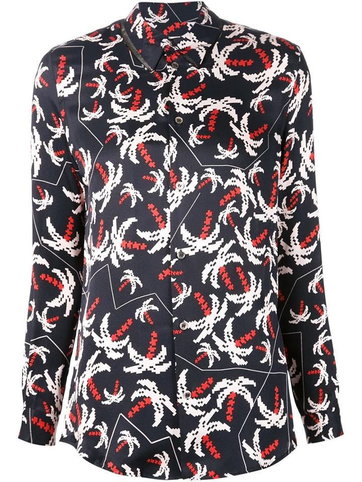 Julien David Pixel Palm Tree Print Shirt
