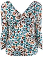 Roberto Cavalli Floral V-neck Top - Blue