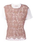 Erika Cavallini Lace T-shirt, Women's, Size: 40, Nude/neutrals, Cotton/viscose/polyamide