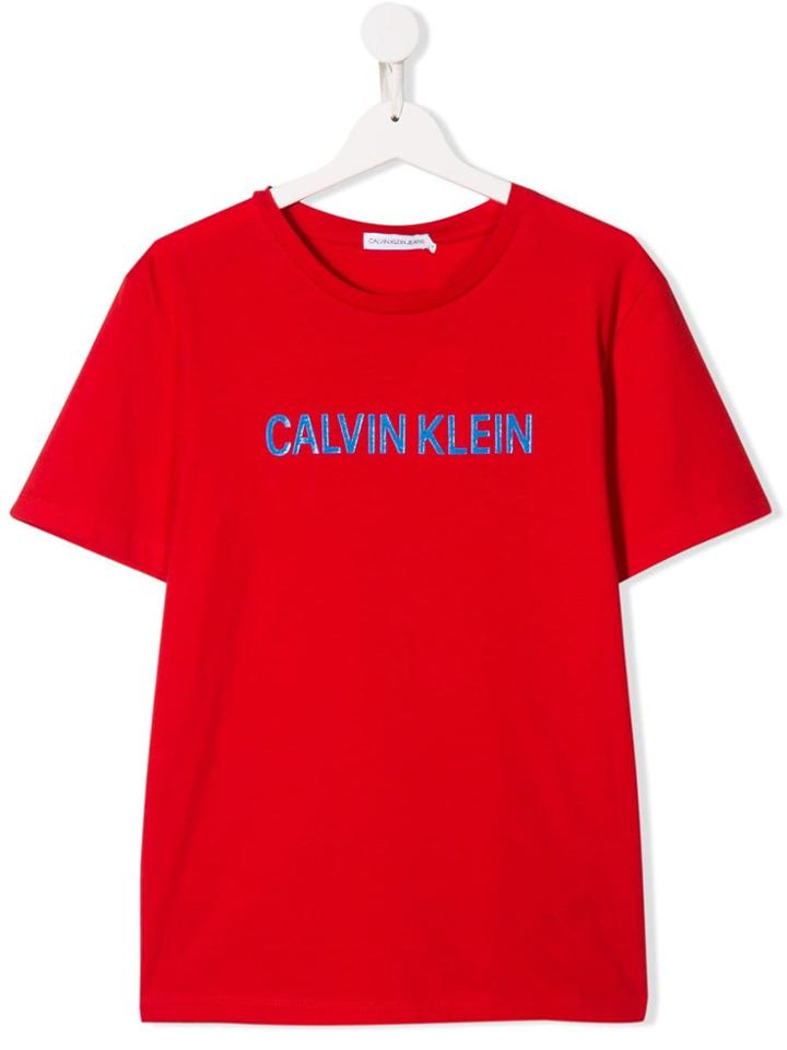 Calvin Klein Kids Teen Logo Print T-shirt - Red
