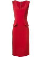 Ermanno Scervino Peplum Fitted V Neck Dress