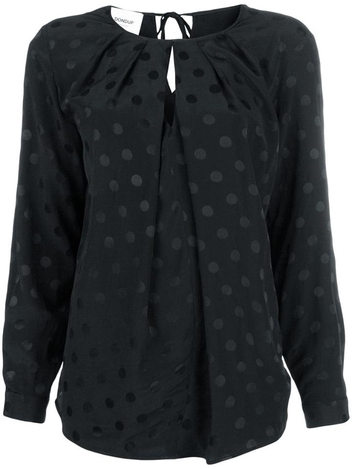 Dondup Polka Dot Draped Cut Out Blouse - Black