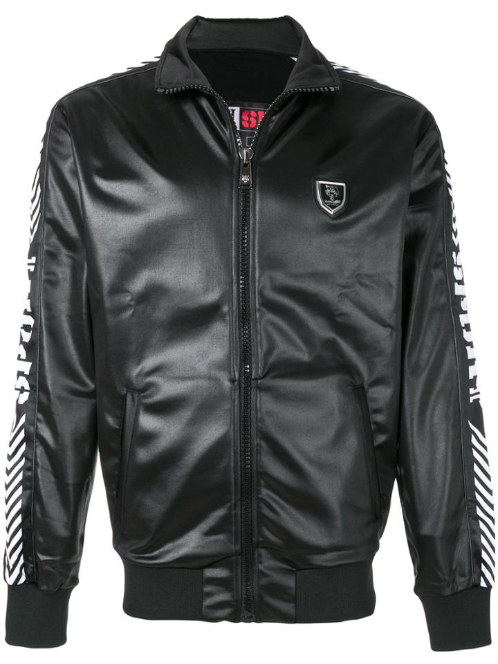 Plein Sport Panelled Sleeve Bomber Jacket - Black