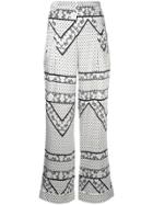 Ganni Printed Loose Fit Trousers - White