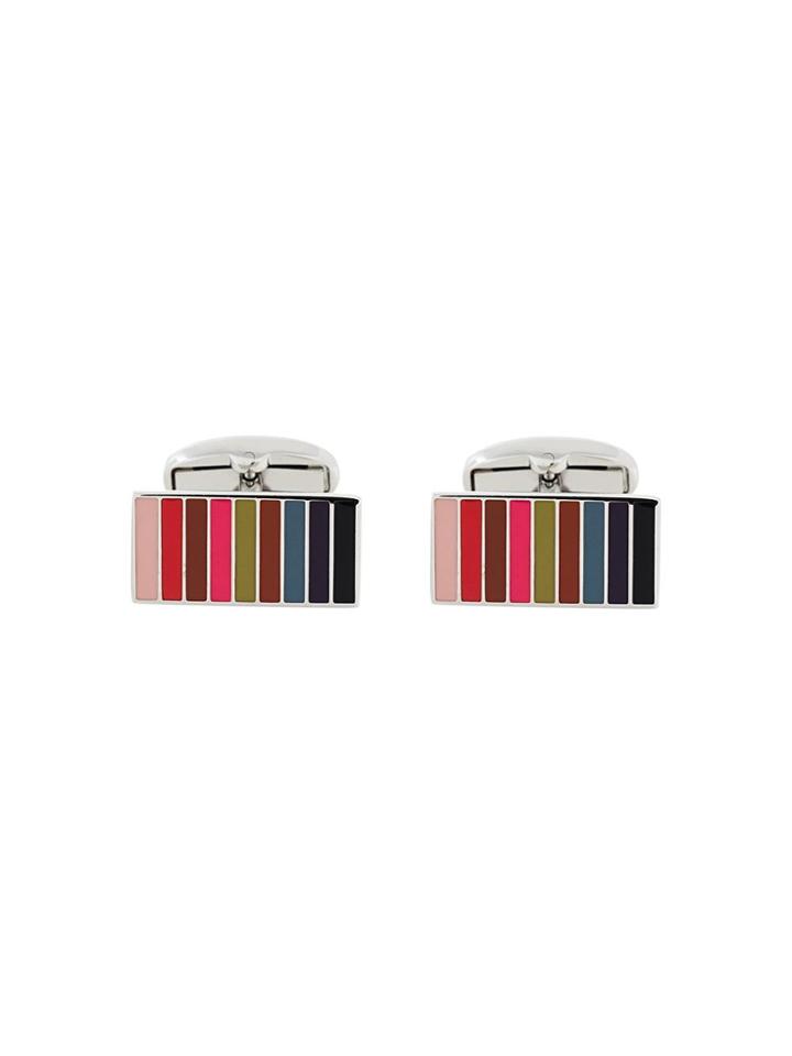 Paul Smith Striped Cufflinks - Metallic