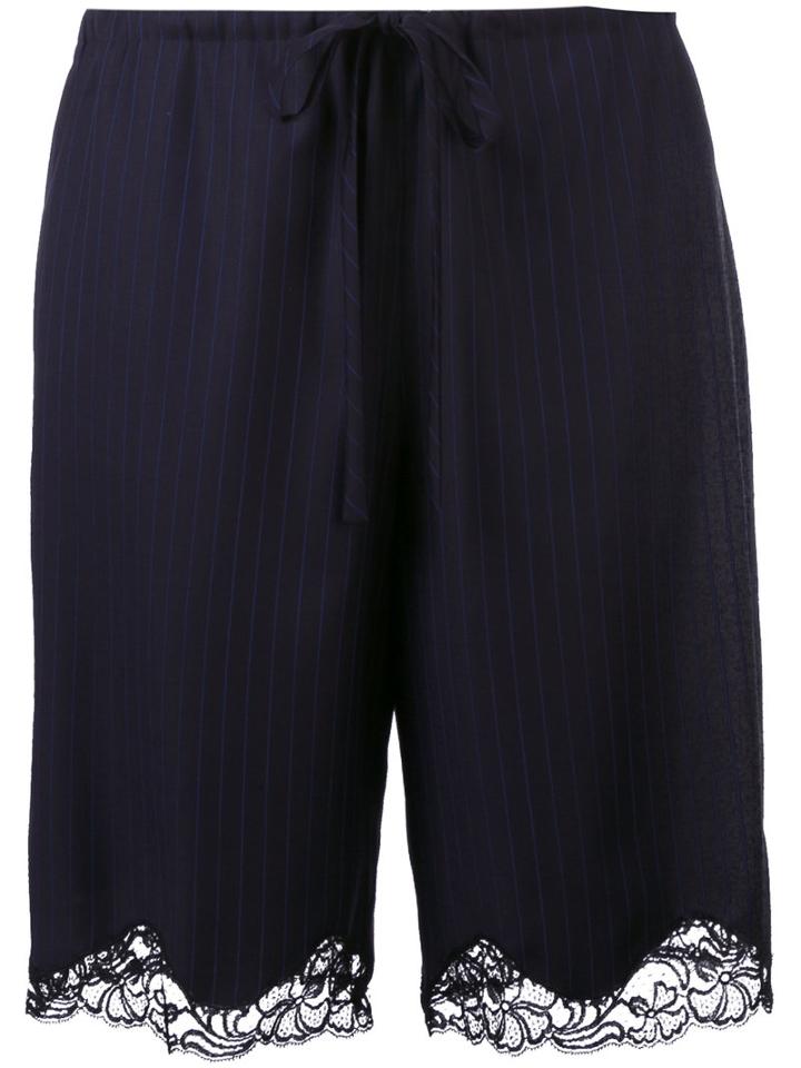 Alexander Wang - Lace Trim Shorts - Women - Nylon/virgin Wool - M, Blue, Nylon/virgin Wool