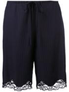 Alexander Wang - Lace Trim Shorts - Women - Nylon/virgin Wool - M, Blue, Nylon/virgin Wool
