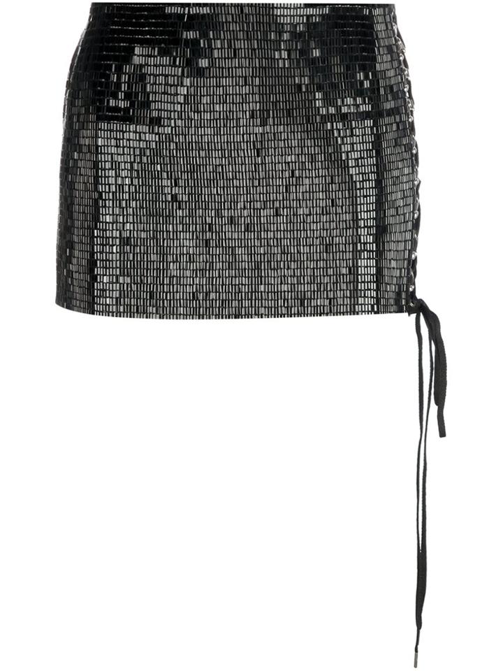 Anthony Vaccarello Sequined Micro Skirt - Black