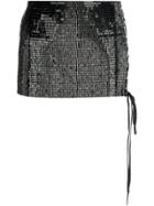Anthony Vaccarello Sequined Micro Skirt - Black