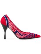 Prada Knitted Pointed Pumps - Red