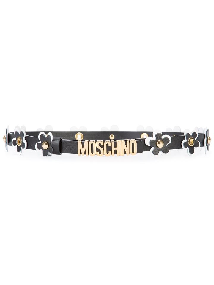 Moschino - Flower Embellished Belt - Women - Leather - Xs, Women's, Black, Leather