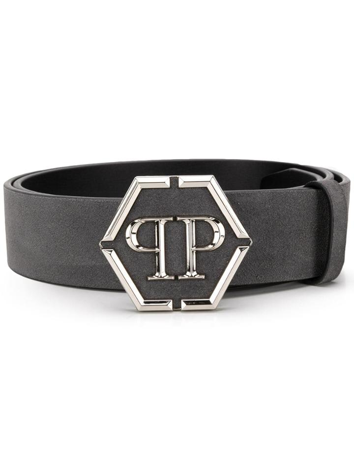 Philipp Plein Logo Buckle Belt - Grey