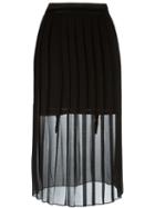 Murmur Sheer Pleated Skirt, Women's, Size: 36, Black, Cotton/polyester/spandex/elastane
