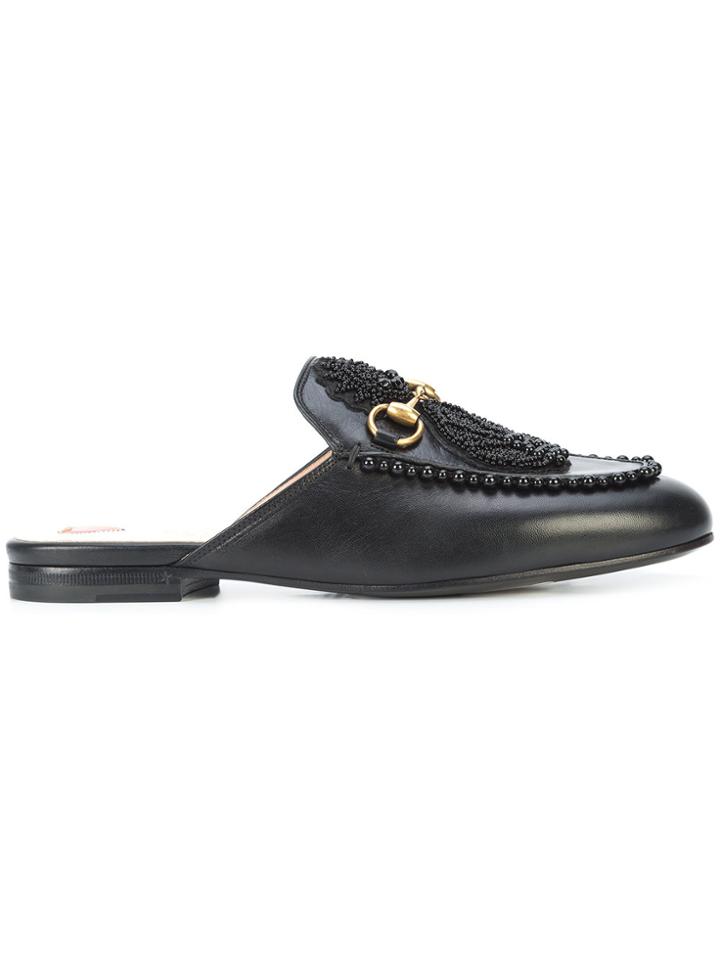 Gucci Princetown Embellished Mules - Black