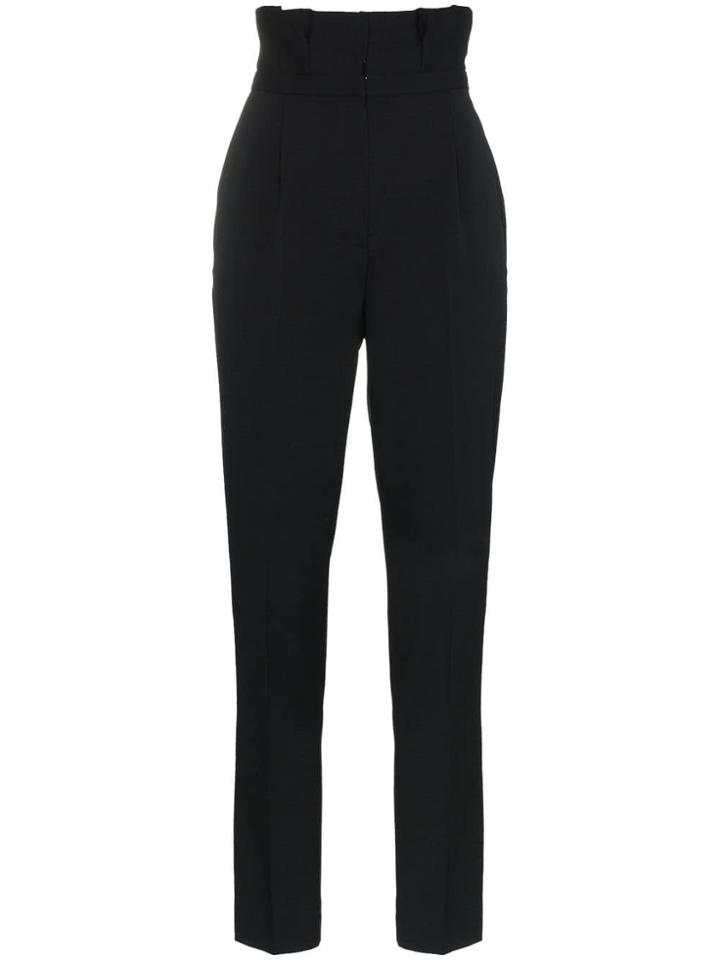 Versace High-waist Wool-blend Trousers - Black