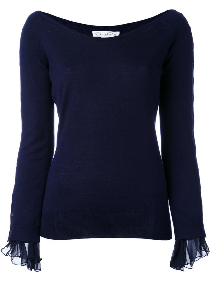 Oscar De La Renta - Knitted Top - Women - Virgin Wool/silk - M, Blue, Virgin Wool/silk