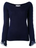 Oscar De La Renta - Knitted Top - Women - Virgin Wool/silk - M, Blue, Virgin Wool/silk