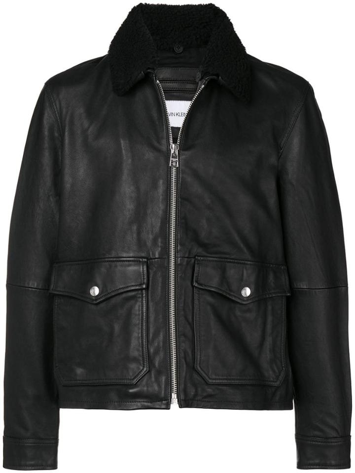 Calvin Klein Jeans Shearling Trim Jacket - Black