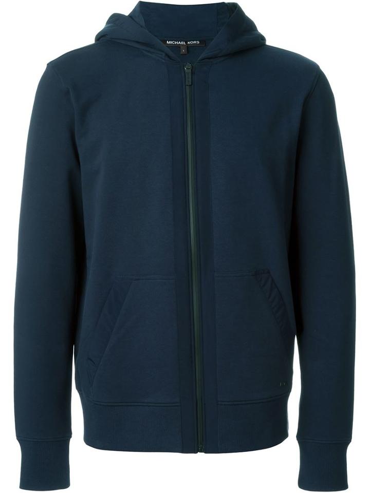 Michael Kors Zipped Hoodie, Men's, Size: Xl, Blue, Cotton/spandex/elastane