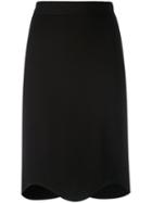 Givenchy - Scalloped Hem Skirt - Women - Silk/acetate/viscose - 40, Black, Silk/acetate/viscose