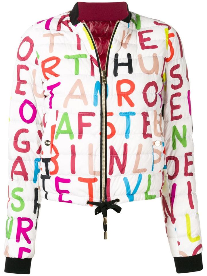 Herno Letter Print Bomber Jacket - White