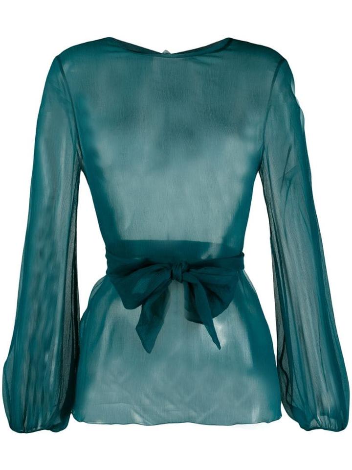Gianluca Capannolo Sheer Long-sleeved Blouse - Blue