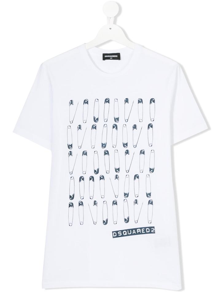 Dsquared2 Kids Paper Clip Print T-shirt - White