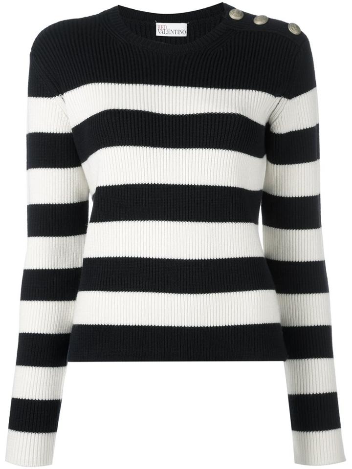 Red Valentino Button Detail Jumper, Women's, Size: Xs, Blue, Virgin Wool