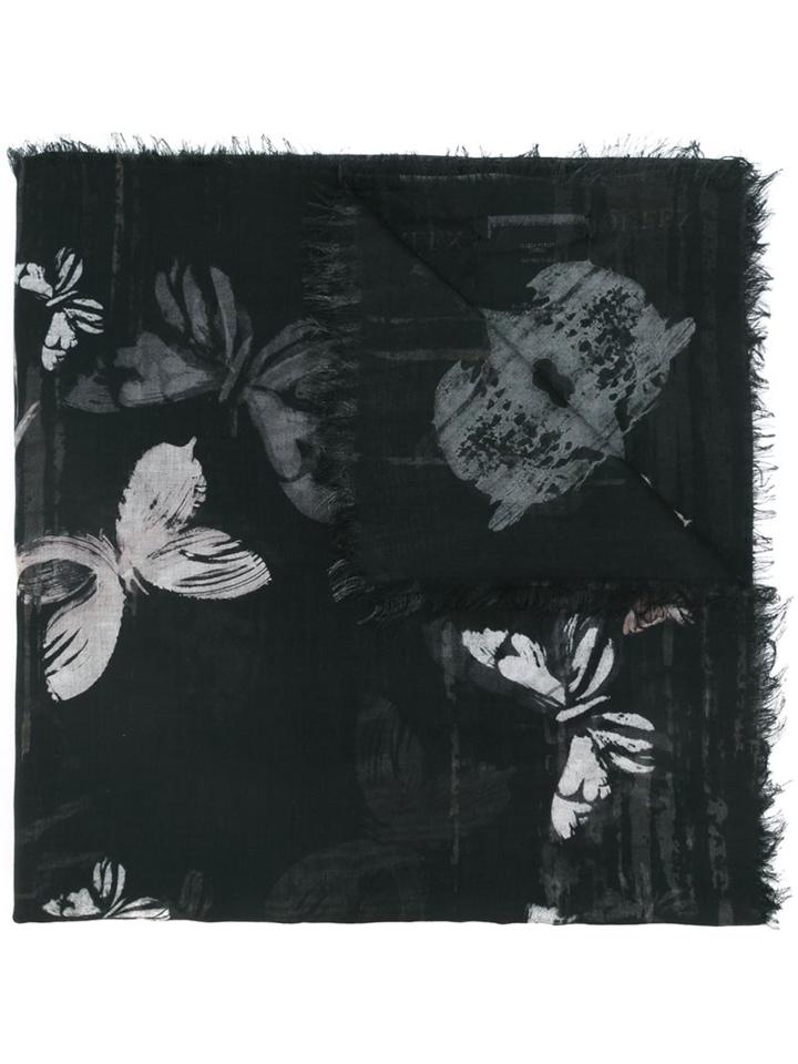 Alexander Mcqueen 'bleached Butterfly' Scarf, Men's, Black, Silk/modal