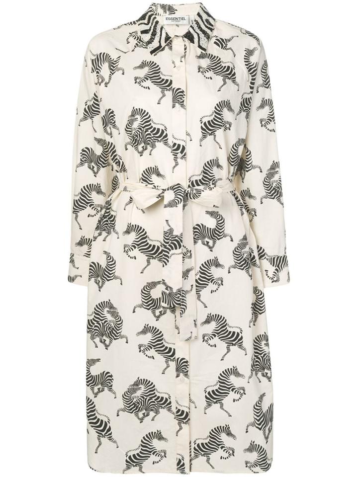 Essentiel Antwerp Zebra Print Shirt Dress - White