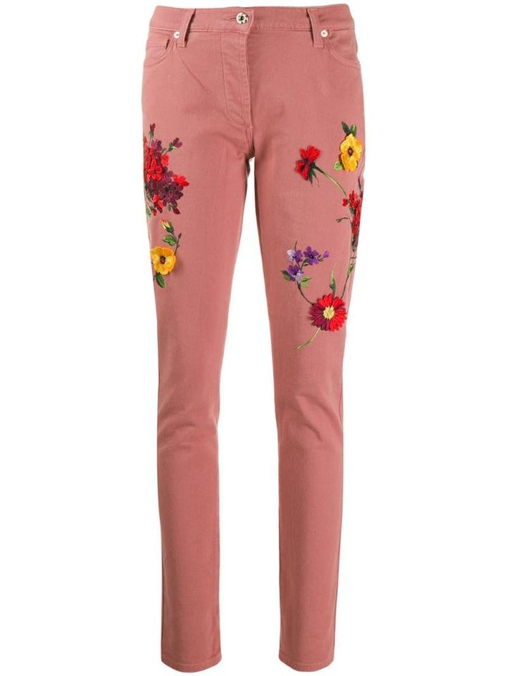 Blumarine Floral Embroidered Skinny Jeans - Pink