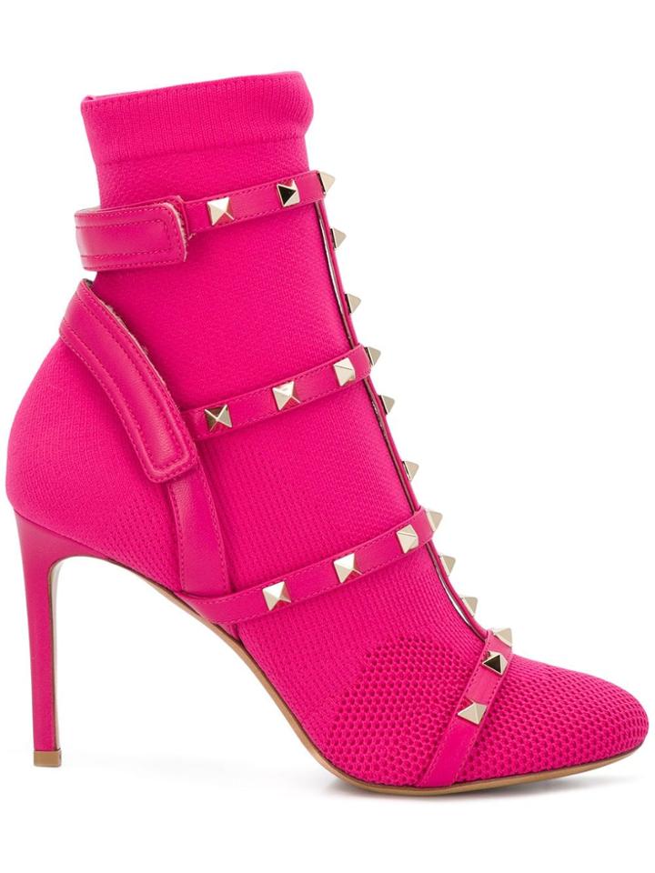Valentino Valentino Garavani Rockstud Booties - Pink & Purple