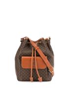 Céline Pre-owned Macadam Pattern Drawstring Shoulder Bag - Brown