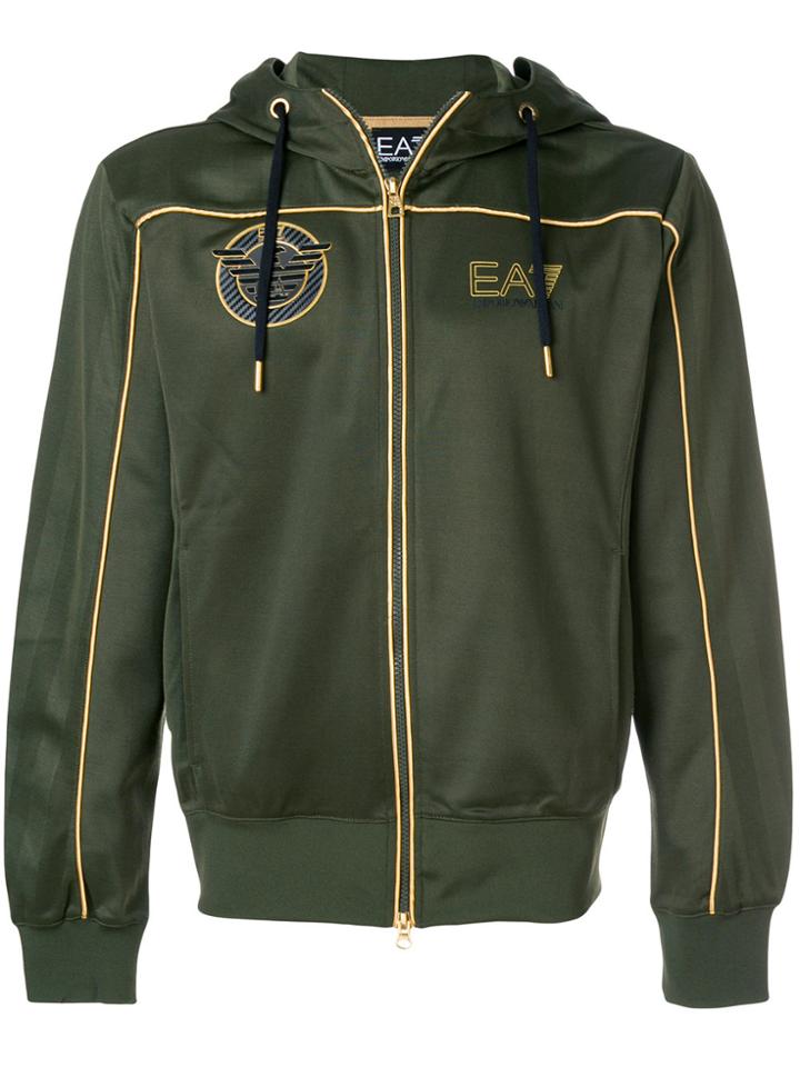 Ea7 Emporio Armani Piped Satin Track Top - Green