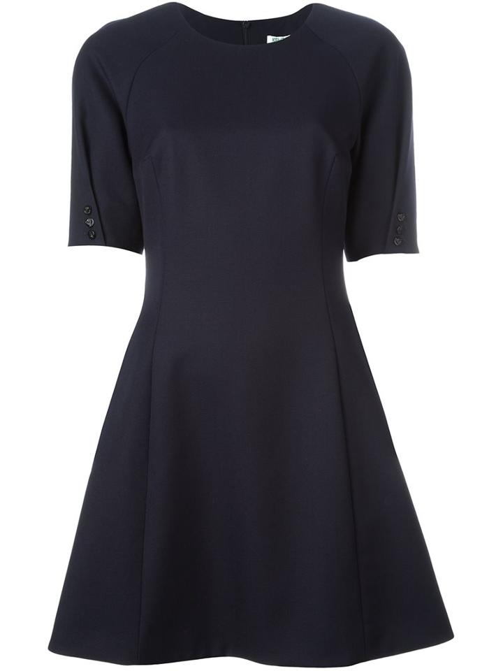 Kenzo Fit & Flare Dress, Women's, Size: 42, Blue, Polyester/virgin Wool
