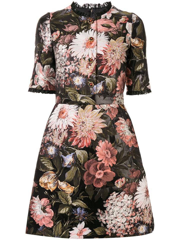 Dolce & Gabbana Baroque Floral-jacquard Dress - Black