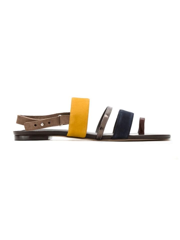Egrey Leather Flat Sandals - Yellow