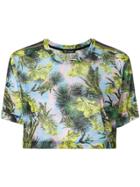 Versace Cropped Leaf Print T-shirt - Yellow & Orange