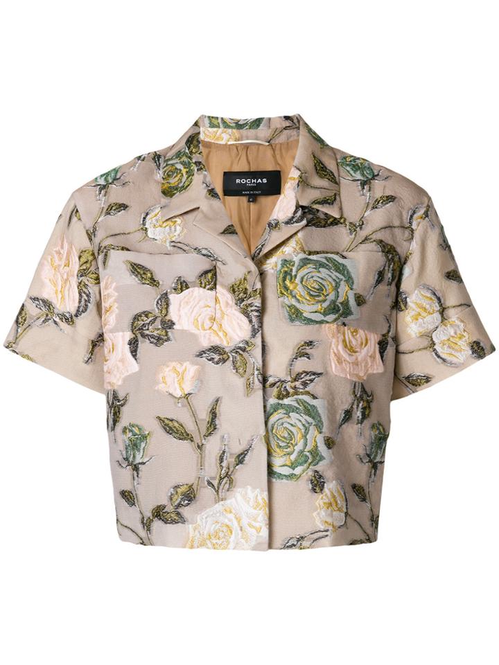 Rochas Rose Embroidered Shirt - Nude & Neutrals