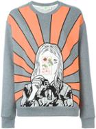 Stella Mccartney Embroidered Portrait Sweatshirt, Women's, Size: 42, Grey, Cotton/viscose/acetate/polyester