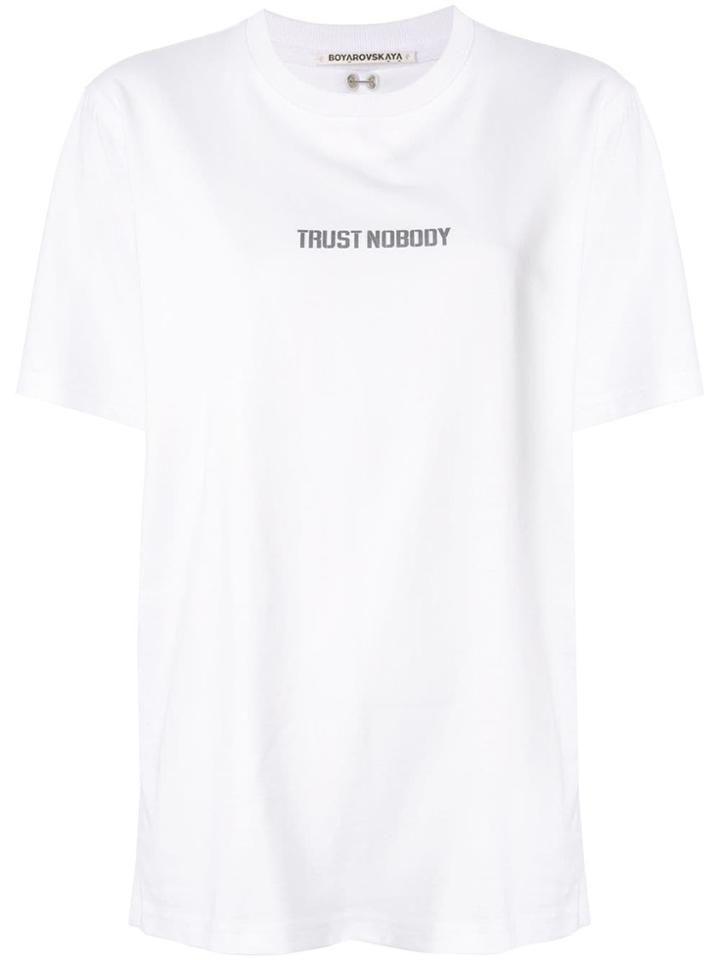 Boyarovskaya Round Neck Slogan T-shirt - White