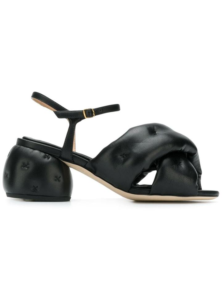 Anya Hindmarch 55 Cross Over Sandal Chubby In Black Soft Nappa