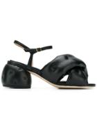 Anya Hindmarch 55 Cross Over Sandal Chubby In Black Soft Nappa