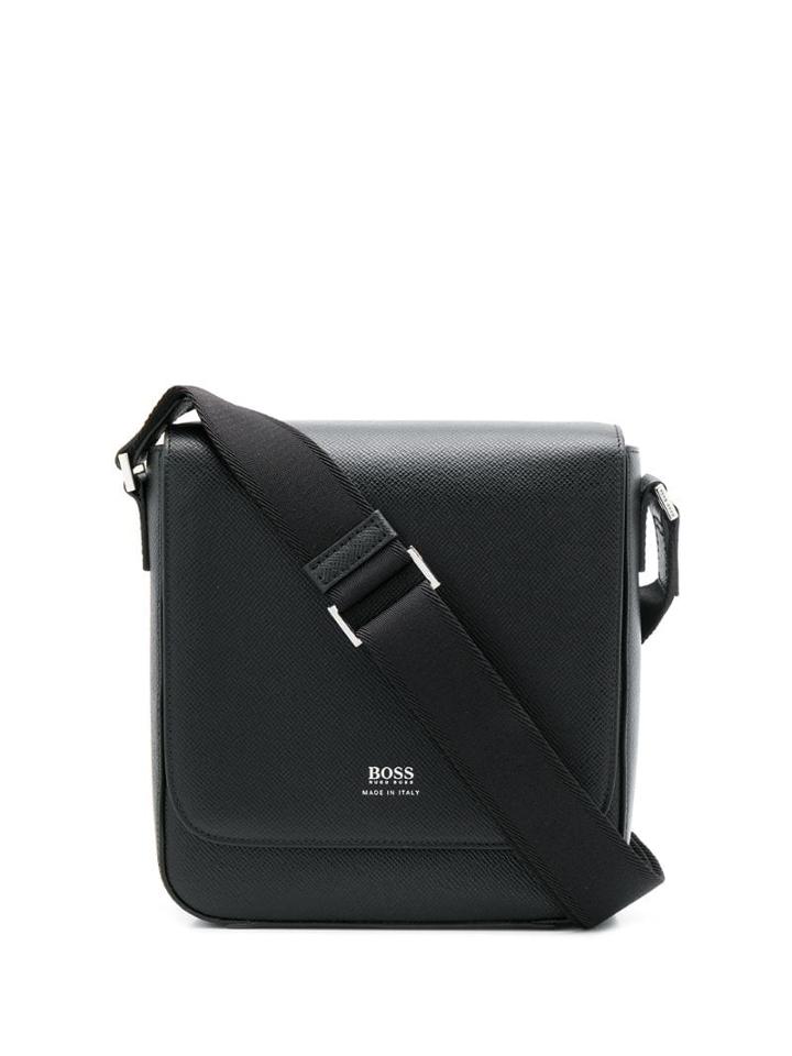 Boss Hugo Boss Leather Messenger Bag - Black