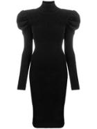 Alexandre Vauthier Puff Shoulders Midi Dress - Black