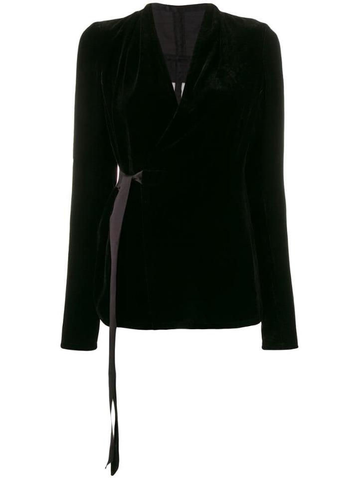 Rick Owens Wrap Velvet Blouse - Black