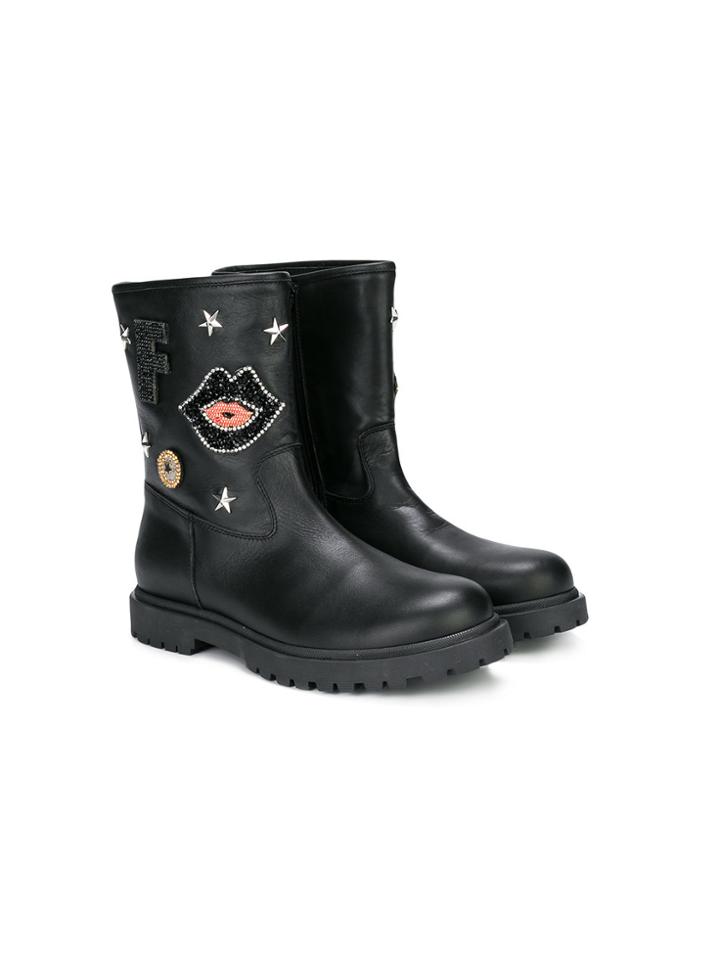 Florens Embellished Biker Boots - Black