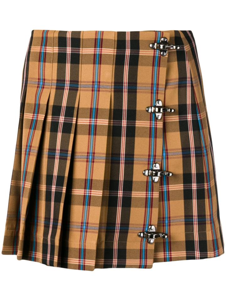 Rokh Tartan Mini Kilt Skirt - Brown