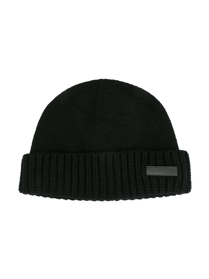 Dsquared2 Kids Knitted Ribbed Hat, Boy's, Size: 52 Cm, Black