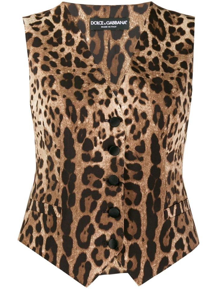 Dolce & Gabbana Leopard Print Waistcoat - Brown